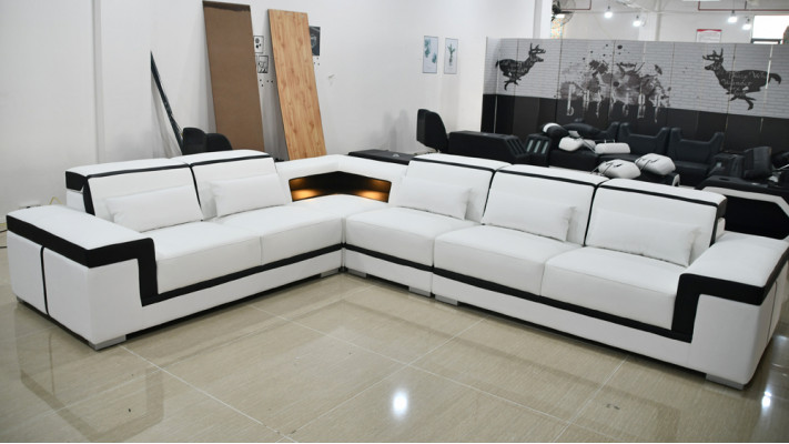 Ledersofa U-fërmegt Sofa Modern Sofa Wunnzëmmer-Sofa Modern Sofa