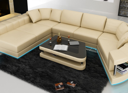 Canapé Ledercanapé Canapé Wohnlandschaft Eckcanapé Eck Garnitur Design Modern