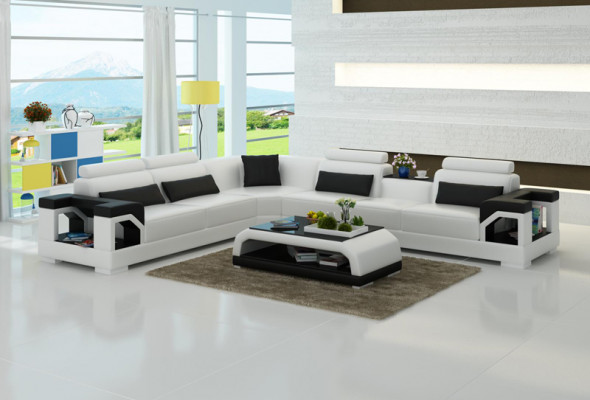 Canapé Ledercanapé Canapé Wohnlandschaft Eck Eckcanapé Modern Design Garnitur