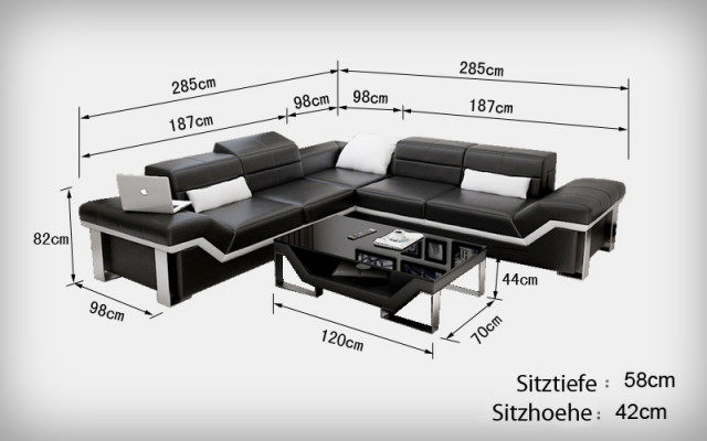 Liederdivan Divan Canapé Wunnlandschaft Eckdivan Garnitur Design Modern Divan K5007B