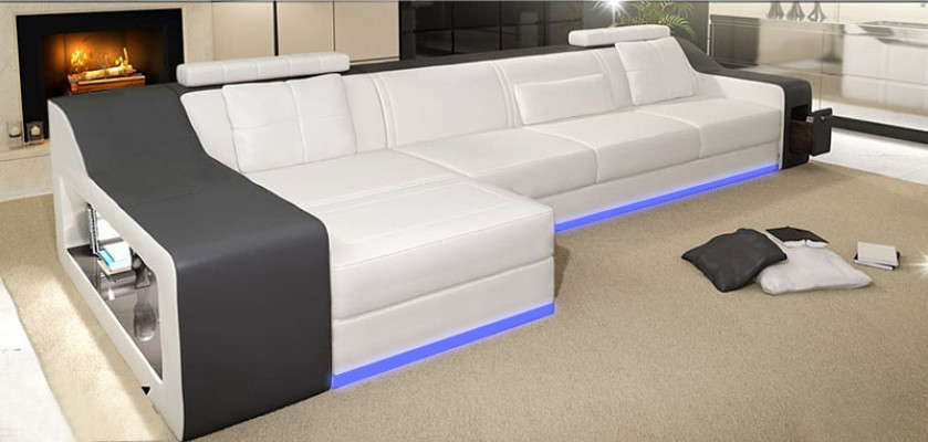 Lieder-Sofa mat USB Wunnlandschaft Ecksofa Eck Garnitur Design Modern Sofa B2017B