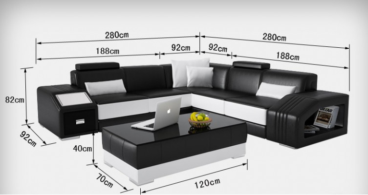 Ledersofa mat USB Wunnlandschaft Ecksofa Eck Garnitur Design Modern Sofa L6003B