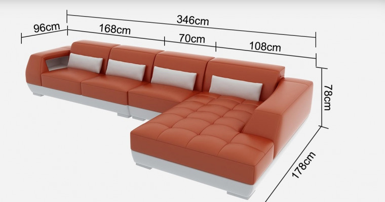 Ledersofa Ecksofa + USB Garnitur Wunnlandschaft Polster L Form Canapé Sofa G8024C