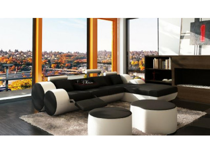 Moosgemaachte LEDERSOFA-GARNITUR ECKCOUCH LEDER ECKSOFA WOHNLANDSCHAFT USB