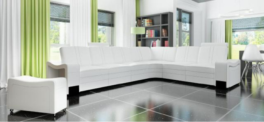 XXL LËDERSOFA WUNN-LANDSCHAFT Moossaarbecht LËDER ECKCANAPE GARNITUR mat USB