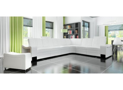XXL LËDERSOFA WUNN-LANDSCHAFT Moossaarbecht LËDER ECKCANAPE GARNITUR mat USB