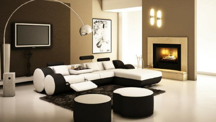 Designer Ledersofa Garnitur mat USB, Lieder Ecksofa Wunnlandschaft Liedercouch