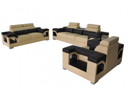 Garnitur Lieder Sofa +USB Couch Këssen Couchen Sofa Wunnlandschaft Luxus 3+2+1