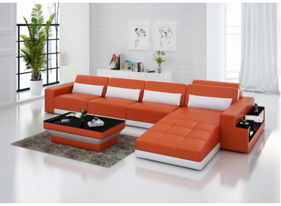 Ledercouch Couch Wunnlandschaft Ecksofa Ecke Garnitur Design Modern Sofa mat USB