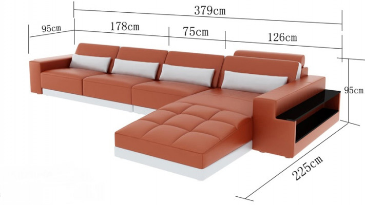 Ledercouch Couch Wunnlandschaft Ecksofa Ecke Garnitur Design Modern Sofa mat USB