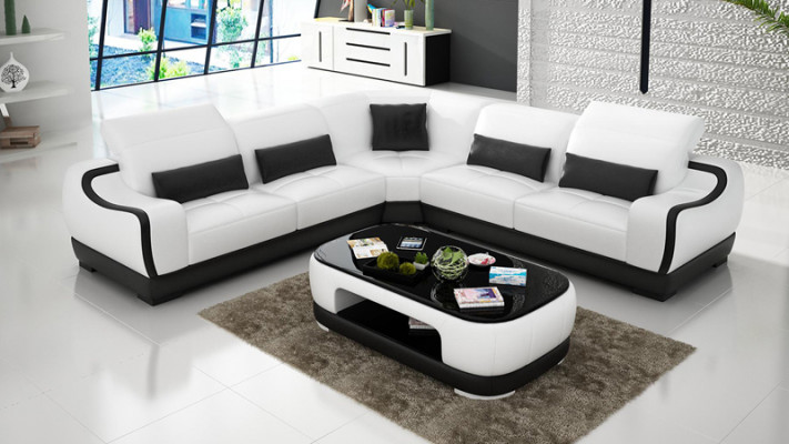 Ledercouch Couch Wunnlandschaft Ecksofa Eck Garnitur Design Moderne Sofa G8025B