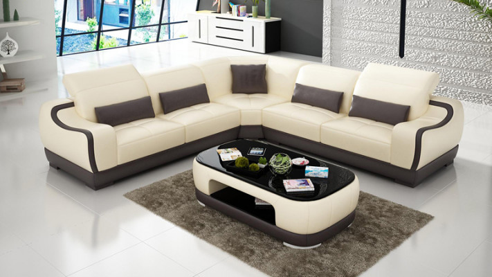 Ledercouch Couch Wunnlandschaft Ecksofa Eck Garnitur Design Moderne Sofa G8025B