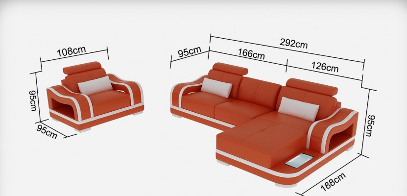 Lieder Canapé Couch Wunnlandschaft Eckcanapé + Fauteuil Eck Garnitur Modern G8030E