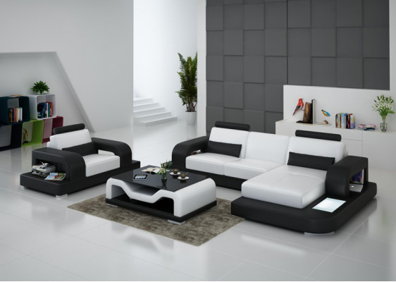 Ledercouch Sofa Wunnlandschaft Eckfauteuil Garnitur Design Modern Sofa