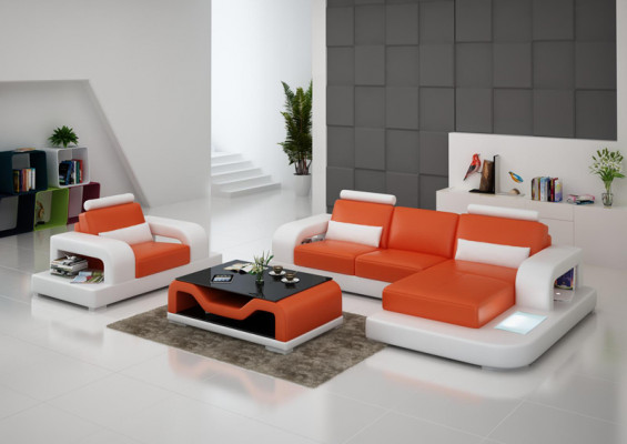 Ledercouch Sofa Wunnlandschaft Eckfauteuil Garnitur Design Modern Sofa
