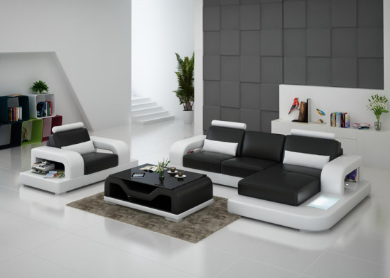 Ledercouch Sofa Wunnlandschaft Eckfauteuil Garnitur Design Modern Sofa