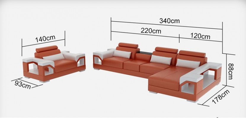 Ledersofa Wunnlandschaft Ecksofa Sëtz Couch Garnitur Design Modern Sofa + USB
