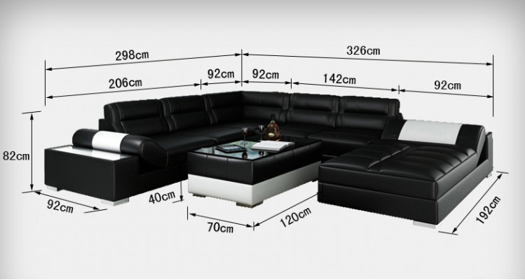 Komfortabel Aussoe Neie Lieder-Ecksofa an U-Form fir äert Wunnambiance.