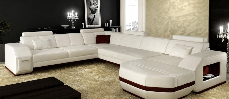 Ledercouch Eckcouch Wunnlandschaft Eckcouch Ecken-Couch Polstersëtz Eck Nei USB+LED