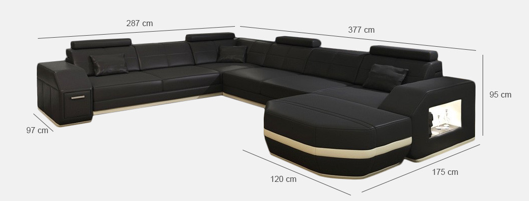Ledercouch Eckcouch Wunnlandschaft Eckcouch Ecken-Couch Polstersëtz Eck Nei USB+LED