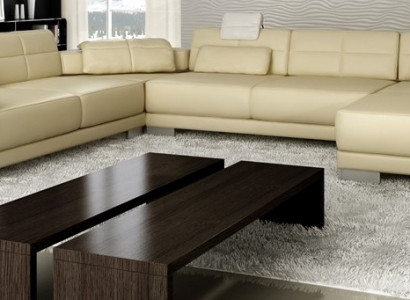 Ledercouch mat USB Sofa Polster Eck Wunnlandschaft Ecksofa Design Lieder Nei LED