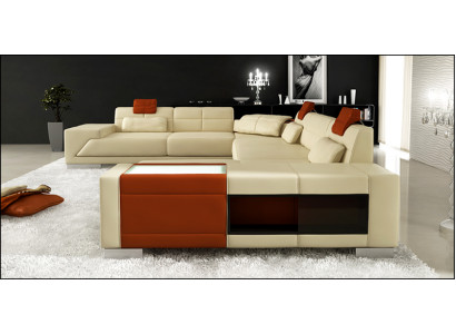 Lieder-Sofa Sofa mat USB Couch Designersofa U-Form Eckgarnitur Polstereck XXL Grouss