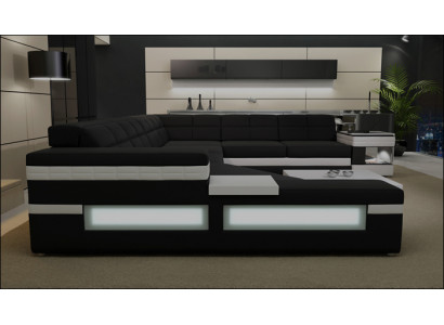 Designersofa Sofa USB Wunnlandschaft Ecksofa Wunnlandschaft Polster Couche LED