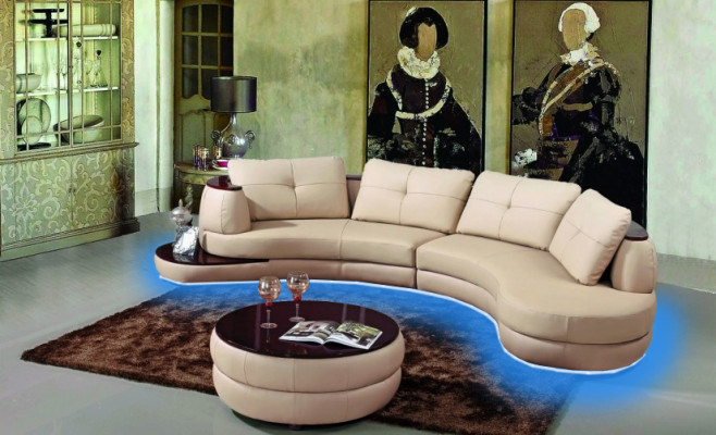 Designer ronnfërmeg USB Ecksofa Wunnlandschaft Rondsofa Ledersofa Canapé Sofa U-Form