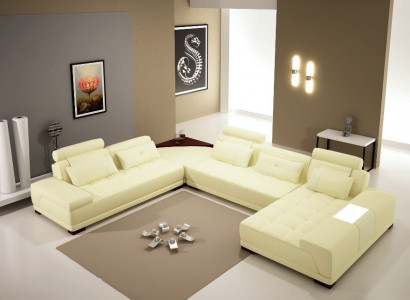 Wunnlandschaft Couch Polster Eck Garnitur Designer Ledersofa Grouss Sofa Nei + USB