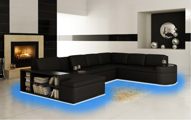 Modern Ecksofa + USB Couch Polster Lieder Design Sofa Garnitur Wunlandschaft Nei
