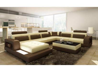 XXL grouss Wunnlandschaft Sofa mat USB Polster Lieder Sofa Garnitur Couchen Liicht