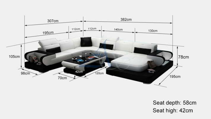Sofa Eckcouch Couch Funktiounssofa + USB U Form Kënschtlecher Lieder Beige Schloffunktion