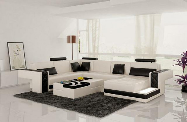 Design Liederzofa Eckzofa Eckcouch Polster Zofa Eck USB + LED Wunnlandschaft