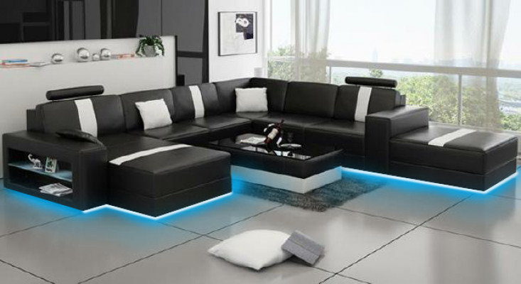 Ecksofa Polster +USB Designer Sofa Canapé Modern Sofas U-Form Lieder Eckgarnitur