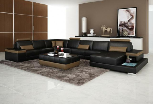 Wunnlandschaft Canapé Polster Eck Garnitur Designer Liederennsofa Grousst Sofa mat USB