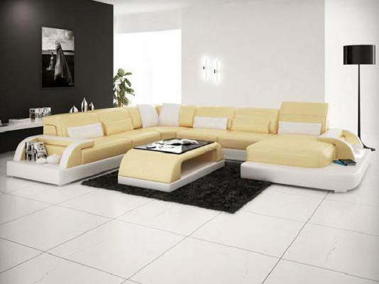 Ecksofa Polstersofa Eckgarnitur Canapé Modern Designer Sofas U-Form Lieder +USB