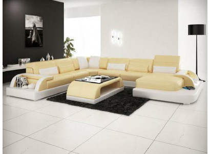 Ecksofa Polstersofa Eckgarnitur Canapé Modern Designer Sofas U-Form Lieder +USB