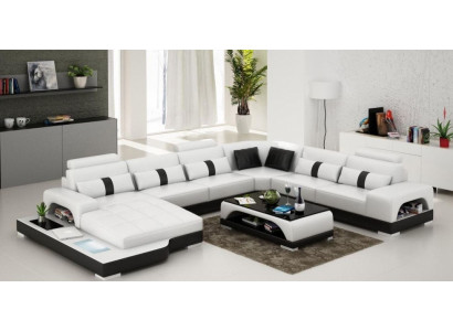 Ecksofa Wunnlandschaft + USB Polster Design Canapé Modern Lieder Sofa Eckgarnitur