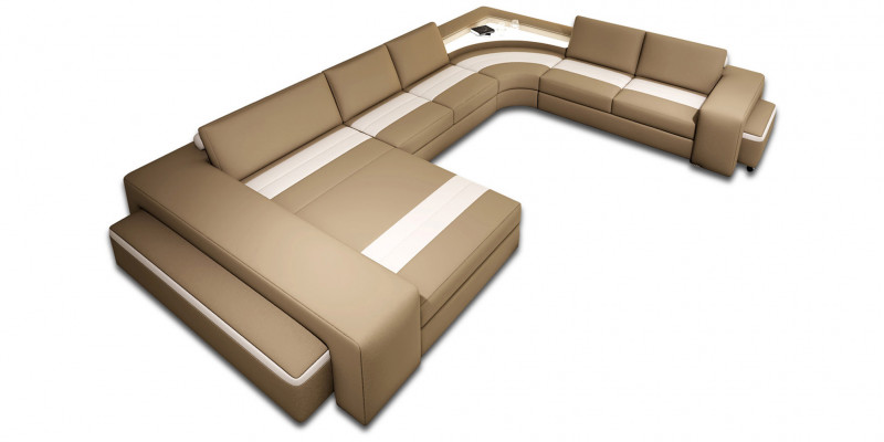 Wunnlandschaft Ecksofa mat LED & USB Sofa Polster Canapé Garnitur U Form Lieder