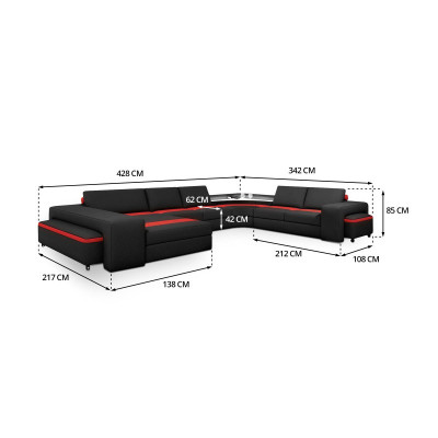 Wunnlandschaft Ecksofa mat LED & USB Sofa Polster Canapé Garnitur U Form Lieder