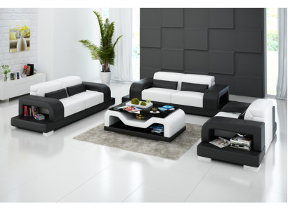 Ledercouch Wohnlandschaft 3+2+1 Sëtzer Garnitur Design Modern Sofa mat USB