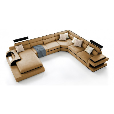Entdeckt eis grousst U-Form Sofa mat innovativer USB-Klickautomatik.