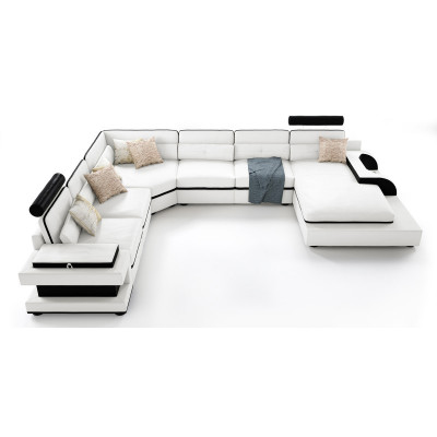 Entdeckt eis grousst U-Form Sofa mat innovativer USB-Klickautomatik.