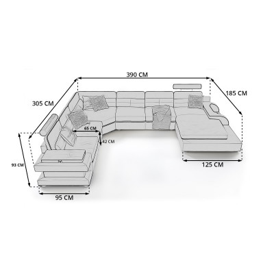 Entdeckt eis grousst U-Form Sofa mat innovativer USB-Klickautomatik.