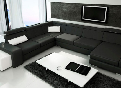 U-Form Sofa mat USB Couch Polster Wunnlandschaft Lieder Eckgarnitur XXL Nei