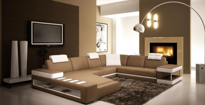 XXL Wunnlandschaft U-Form Liederdivan Polster Ecksoda Soda Canapé Lieder Textil USB