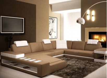 XXL Wunnlandschaft U-Form Liederdivan Polster Ecksoda Soda Canapé Lieder Textil USB