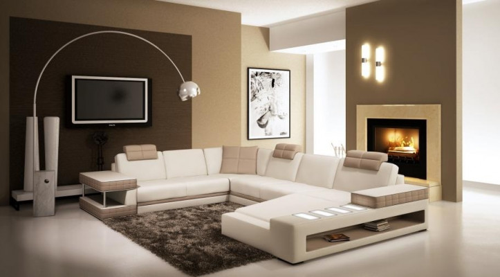 XXL Wunnlandschaft U-Form Liederdivan Polster Ecksoda Soda Canapé Lieder Textil USB