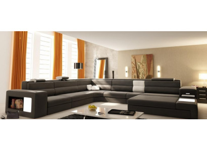 Design Ecksofa Couch Sofa Polster Eck Sëtz Garnitur Wunnlandschaft Lieder USB+LED