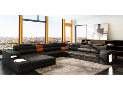 Design Canapé Ecksofa Polster Eck Sëtz Garnitur Wunnlandschaft Lieder USB+LED